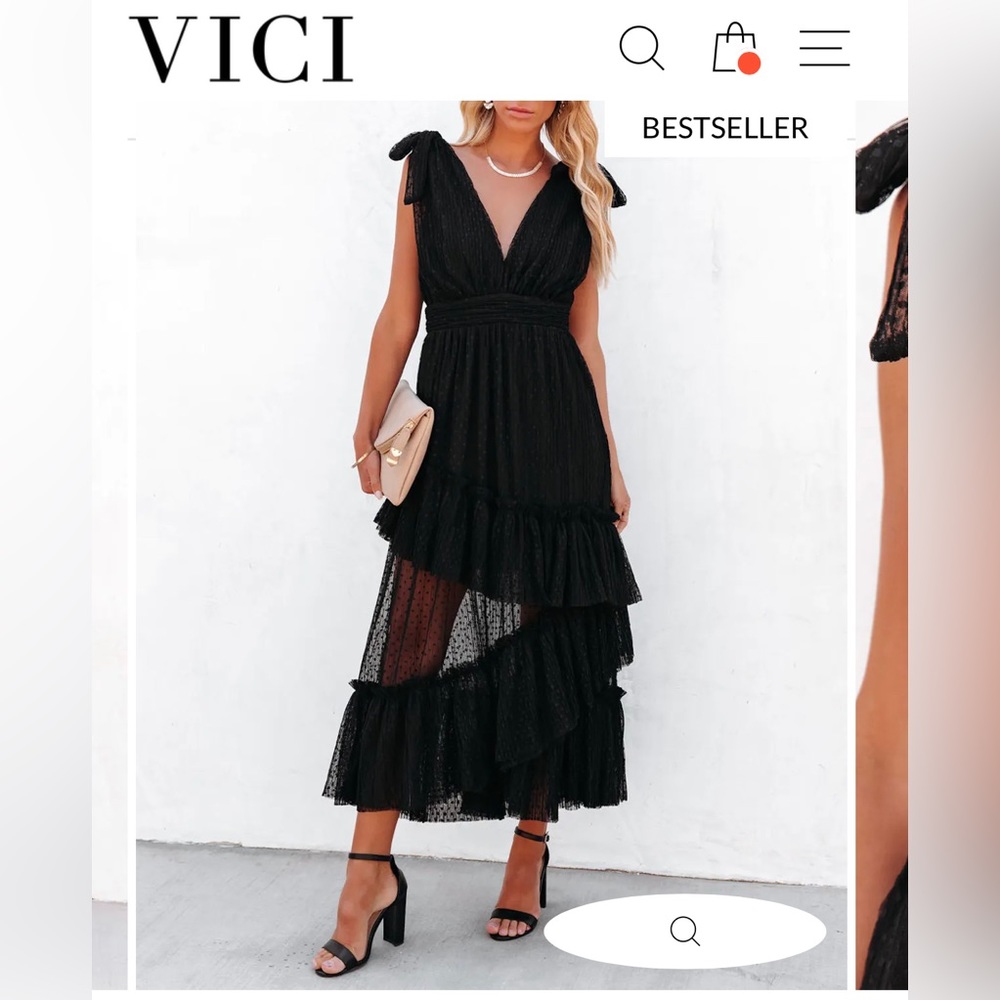 VICI Carrie In Paris Tiered Tulle Midi Dress - Black size small
